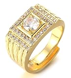 Halukakah Gold Diamantring Iced Out,Herren 18 Karat Echt Vergoldet Ring Größe...