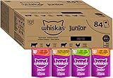 Whiskas Junior Katzennassfutter Klassische Auswahl in Sauce, 84 Portionsbeutel, 84x85g (1...