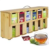 ONVAYA® Teebox aus Holz | Teekiste mit 6 Fächern | Teebeutelbox für ca. 200...