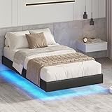 DICTAC Bett 90x200 mit LED Beleuchtung, Bettgestell 90x200 mit Lattenrost,...