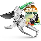 GRÜNTEK KONDOR Astschere Amboss Ratschen-Gartenschere 200 mm - SK5-Klinge,...
