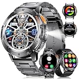 LIGE Smartwatch Herren LED-Taschenlampe,1.43‘’ AMOLED Touchscreen,530mAh Armbanduhr...