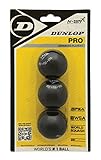 Dunlop Squashbälle Pro doppelGelb, 3 Stück im Blister, Offizieller Turnier-Squashball,...