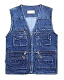 Daoba Herren Weste Denim-Weste Jeansweste Outdoor Sport Weste mit vielen praktischen...