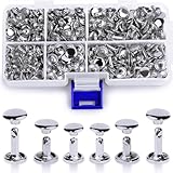 300 Sets Ledernieten, 3 Größen Ledernieten mit doppelter runder Kappe, röhrenförmige...