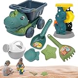 Strandspielzeug 7pcs, Dinosaurier -Sandspielzeug umfasst Muldenkippern, Wässern,...