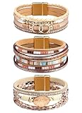 Milacolato 3Pcs Leder Wickelarmbänder für Damen, Boho Wickelarmbänder Leder...