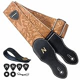 Nefelibata Gitarrengurt mit Plektrumtasche, 2,3-Zoll-Veganes Leder-Gitarrengurte...