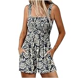 EMATOP black friday Sommer Kurz Jumpsuit für Damen Elegant Boho Overalls Ärmellos...