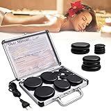 Ricyea Hot Stone Massage Set, Lavasteine für Massage, 9 Stück Massagestein Basalt im...