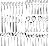 Besteck Set 12 Personen, 68 teilig Edelstahl Besteckset mit Serviergeräten, Essbesteck...