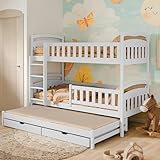 Hochbett 90x200 Etagenbett Kinderbett Jugendbett Stockbett 3 Kinder, zwei...