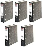 5 Stück Herlitz Doppelordner Bankordner DIN A4 für 2xDIN A5 quer schwarz grau...