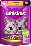 Whiskas 7+ Katzenfutter Geflügel in Sauce, 1x85g (1 Packung) – Hochwertiges Nassfutter...