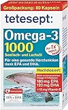 tetesept Omega-3 1000 - Seefisch- und Lachsöl Kapseln - Hochdosierte Omega 3 Fettsäuren...