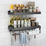 Gewürzregal Wand ohne Bohren,2er Set Gewürzregal Hängend Mit küchenrollenhalter und 6...