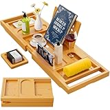 Yirilan Badewannenablage Bambus Faltbares, 41 Fuß Badewannentablett...