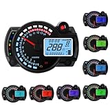 Geloo 14000RPM Motorrad Tachometer LCD Digital Motorrad RX2N Kilometerzähler Instrument...