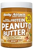 Body Attack Protein Peanut Butter, 1kg, Crunchy, Vegan, Natürliche Erdnussbutter ohne...