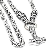 TQWSVUM Viking Odin Crow Thor's Hammer Mjolnir Anhänger Halskette, Männer Edelstahl...