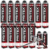PRITEX – Bauschaum MEGA Set aus 12 x 750 ml Pistolenschaum Inkl. 2 x...
