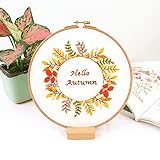 Saturey Einteiliges Stickerei-Starter-Nadel-Kit mit Farbe Hallo Herbst gestanzte Muster...