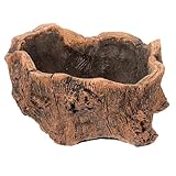 HANABASS Vintage Zement Pflanzer mit Holzimitat Design Dekorativer Blumentopf für...