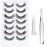 yakermur Wimpernbüschel-Set, 7 Paar, mehrfarbig, natürliche Cluster-Wimpern,...