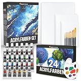 Zenacolor - Acrylfarben set (40 Stück) - 24x12ml Acrylmalerei Starterset - Mit 5 Canvas,...