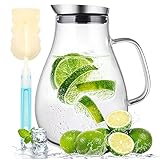SUSTEAS 2 Liter 70 Unzen Glas Karaffe Krug mit Deckel und Auslauf, Wasserkaraffe, Eistee...