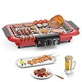 Elektrogrill Tischgrill elektrisch, Elektrischer BBQ-Grill, rauchloser Non-Stick...