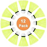 SenLuKit Pro-Nylon Federball, 12er Dose, Premium Gänsefeder Badminton Set, Bälle...