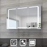 SONNI Spiegelschrank Bad mit Beleuchtung 105 x 65 x 13 cm Edelstahl Badezimmer...