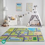 Feeti Floor® moderner Spielteppich Straße 1,4 x 2,0 m | Ökotex 100, geruchsneutral,...