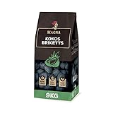 Magna Premium Kokosbriketts - 9 KG - Grillbriketts, Grillketts, Kokoskohle, Cocosbriketts,...