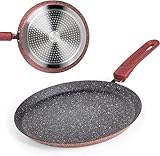 ROSMARINO Crepe Pfanne 25cm Induktion - Premium Pfannkuchenpfanne aus Aluminiumguss mit...