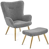 Yaheetech Ohrensessel mit Hocker Polyester-Bezug, Fernsehsessel Armlehnensessel...