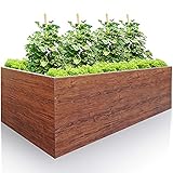 GARTENDEK Hochbeet aus verzinktem Metall für Garten 200x100x63 cm - Holz Dekor,...