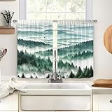 Odot 2 Stück Bistrogardine, Bergdruck Landhaus Scheibengardine, Küchengardinen mit...