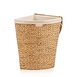 Lycce Wäschekorb mit Deckel 30L, Wasserhyazinthe, Eckig, Platzsparend, Natürliches...