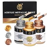 KIRIN Acrylfarben-Set, 375 g, Metallic Gold & Silber & Bronze, Blattgold für Kunst,...