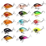 14 pcs Angelköder Set Köder Kit Wobbler Crankbaits mit Haken Hard Popper Köder für...