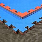 TEKKA BUDO Kampfsportmatte rot-blau - 100 x 100 x 2 cm - Verzahnte Ränder -...