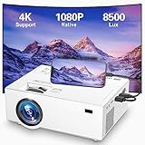 Videoprojektor 8500 Lumen Tragbarer Beamer 1080P Full HD Mini Beamer Kompatibel mit HDMI,...