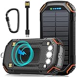 Solar Powerbank 36000mAh Solar Ladegerät Mit 3 Kabel USB C Eingang 15W Schnellladung,...
