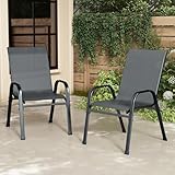 XIELOUS gartenstühle stapelbar 2er Set, balkonstühle gartenstuhl hochlehner,...