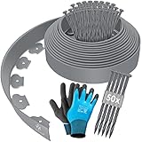 KESSER® Flexible Rasenkante aus Kunststoff Länge 10m Höhe 5cm, mit 50 Erdanker + 1 Paar...
