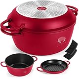 TLESS® 2in1 Aluguss Bräter mit Deckel backofengeeignet | Schmorpfanne &...