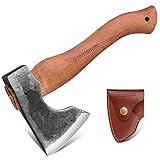 Freelander Axt-Survival Beil Handgeschmiedet, Handbeil 28CM Axt Holz Spalten mit Schwarzer...