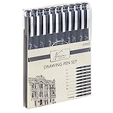 VAN NASSAU FINE ART Fineliner Set Schwarz | 10-teilig | 10 Verschiedene...